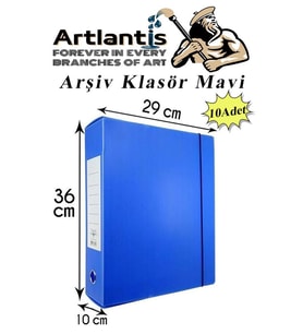 Mavi Arşiv Ve Proje Kutusu 29x36x10cm 10 Adet Arşiv Klasörü Lastikli Plastik Arşiv Klasörü Büro Okul Sınıf