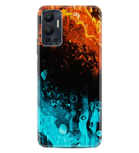 Infınix Hot 12 Kılıf Silikon Desen Özel Seri Orange Blue Color 1665