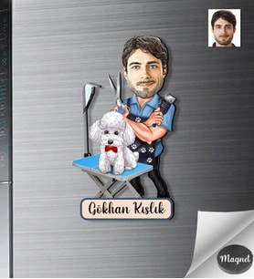 Kişiye Özel Pet Kuaför Ahşap Magnet -1