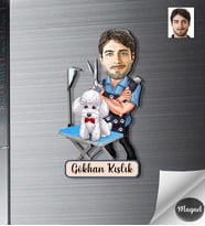 Kişiye Özel Pet Kuaför Ahşap Magnet -1
