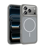 Apple iPhone 17 Pro Uyumlu Kılıf M-Safe Şarj Özellikli Metal Kamera Çerçeveli Zore Sanremo Silikon Kapak (Gri)