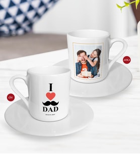BK Gift Kişiye Özel Babalar Günü Hediyesi Fotoğraflı Türk Kahvesi Fincanı-27 (Beyaz)