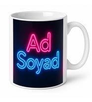 Neon Renkli İsim Yazılı Kişiye Özel Baskılı Kupa Bardak Hediye