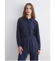 LCW Modest Lacivert Oversize Kadın Gömlek Tunik