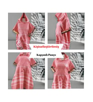 Kişiye Özel Nakışlı Kapüşonlu Plaj Pançosu  İsim Yazılı Pamuklu Havlu Poncho Unisex Peştamal Kumaş (Kırmızı)