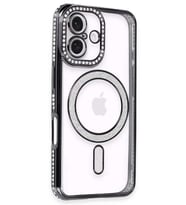 iPhone 16 Kılıf Joke Simli Magneticsafe Kılıf - Siyah