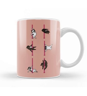 French Bulldog Pole Dancing Club Kupa Bardak Porselen