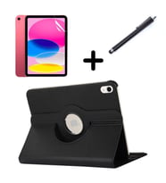 Apple iPad 9. 8. 7. Nesil 10.2" Kılıf Dönen Tablet Kilifi Ekran Koruyucu+Kalem 2 (Siyah)
