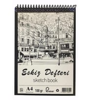 Eskiz Defteri A4 Spralli 50 Yaprak 1 Adet 100 gr 210x297 mm Sketch Book Üstten Açılmalı Ezkiz Defteri (Beyaz)