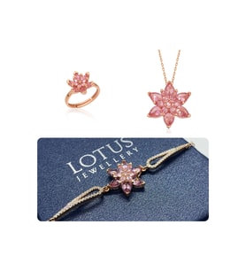 Lotus Çiçeği Kolye,bileklik Ve Yüzük Seti 925 Ayar Gümüş Set