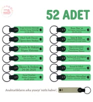 İşaret Dili Kursuna Katılım Hediyesi, 52'li Set, Öğrenci İsmi Yazılı Anahtarlık, F Yeşil & S Kahve