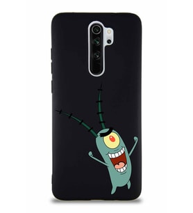 Xiaomi Redmi Note 8 Pro Soft Premier Kapak Plankton Tasarımlı Silikon Kılıf - Siyah (Şeffaf)