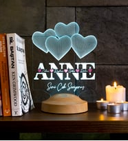 Anneye Hediye Kalpli 3D Led Lamba - Anneye Kişiye Özel Renkli Çocuk İsimli Gece Lambası, Anneye Doğum Günü Hediyesi