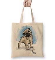 Pug Köpek Bez Çanta Uzun Saplı