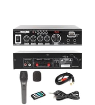 Lastvoice Lvx-150MİC Mikrofonlu Stereo Anfi Amfi 2x75 Watt Bluetooth Usb-Sd 220V/12V