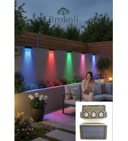 Güneş Enerjili 3 LED li Duvar Aydınlatma Köşebent 5 Renkli Dekoratif Aydınlatma Bahçe Dekorasyon