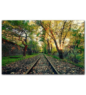 Cakapuzzle Orman İçinden Geçen Demir Yolu Güneş  Puzzle Yapboz MDF (Ahşap) (120 Parça)