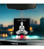 Meditasyon Desenli Kişiye Özel İsimli Pleksi Dikiz Ayna Süsü (Siyah)