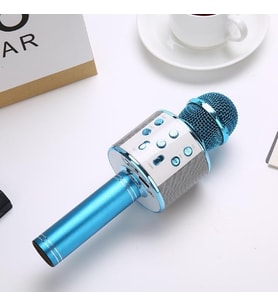 Bluetooth Karaoke Mikrofon Ws-858 Taşınabilir Kablosuz Hoparlörlü Karaoke Mikrofonu Çocuk Ve Yetişkin Uyumlu Dj Party Mi Mavi
