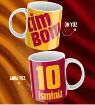 Kişiye Özel İsim Ve Numara Baskılı Sarı Kırmızı Tasarımlı Kupa Bardak - Hediyelik