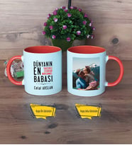 Babalar Günü Hediyesi Kupa Bardak Turuncu Fotoğraflı Babaya Doğum Günü Hediyesi