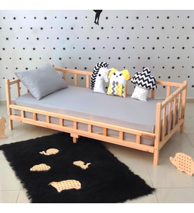 Premium Montessori Yatak Doğal Çam Çocuk Ahşap Karyola 120X200 (Karışık)