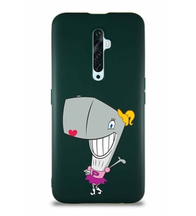 Oppo Reno 2Z Soft Premier Kapak Pearl Yengeç Tasarımlı Silikon Kılıf - Yeşil (Şeffaf)