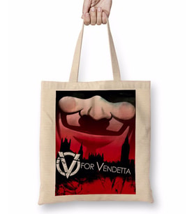 V For Vendetta Freedom Mask Bez Çanta Uzun Saplı