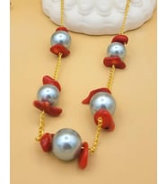 Coral Pearl Elegance Kolye