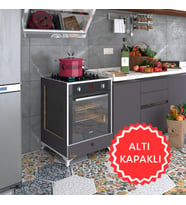 Kenzlife ankastre modülü kabini altın3 gri fırın ocak dolabı kapaklı ayaklı