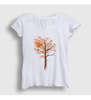 Presmono Kadın Beyaz Tree Leaves Fox Tilki T-Shirt 368201tt (Beyaz)