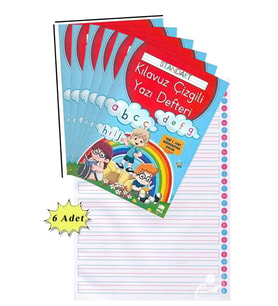 Güzel Yazı Defteri A4 Boy 19x27 cm 24 Yaprak 6 Adet Standart Çizgili Yazı Defteri Dik Temel Harflerle 1. Sınıf (Renksiz)