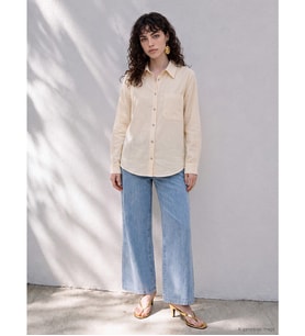 LCW Petite Mavi Beli Lastikli Wideleg Kadın Jean Pantolon
