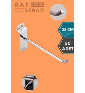 50 Adet Kanallı Pano Kancası 25 cm - Askı Kanca Raf Askısı Raf Aksesuar Tel Askı Raf Kancası