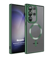 Microsonic Samsung Galaxy S23 Ultra Kılıf MagSafe Luxury Electroplate Koyu Yeşil (Koyu Yeşil)