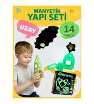 Karanlıkta Parlayan Fosforlu Manyetik Yapı Blokları - 14 Parça Mıknatıslı Eğitici Zeka Oyunu Seti