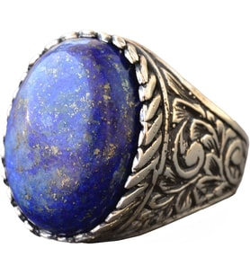 Gerçek Lapis Lazuli Taşı, El Yapımı Yüzük, Gümüş Erkek Yüzüğü