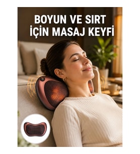 Mey İthalat® Isıtma Özellikli Derin Yoğurma Masaj Yastığı Priz & Çakmak Girişli Yeni Nesil