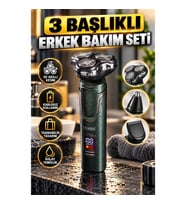 Şarjlı Erkek Bakım Seti – 3 Başlıklı, 3D Akıllı Kesim, Kablosuz ve Taşınabilir
