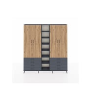 Arges Dolap 10 Raflı 8 Çekmeceli 2 Askılı 220x30x243 Antrasit-Çam/Antrasit
