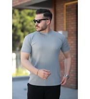 Erkek Bisiklet Yaka örgü Desenli Kısa örme Triko Kısa Kollu T-shirt