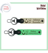 Birlikte Taşınacak Hatıra, Ay Yıldız TC Sevgiliye Özel Kişisel Anahtarlık Takımı, Sütlü Kahve-Yeşil