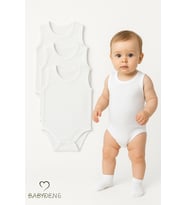 BABYDEN'S 3'lü %100 Pamuklu Beyaz Kolsuz Bebek Body Seti Unisex Bebek İçin Yazlık Zıbın Takımı