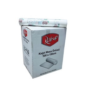 Roll-Up Tek Kullanımlık Laminelli Kağıt Masa Örtüsü-Çiçek Desenli-100x150 Cm-16 Yaprak-20 Rulo/Koli