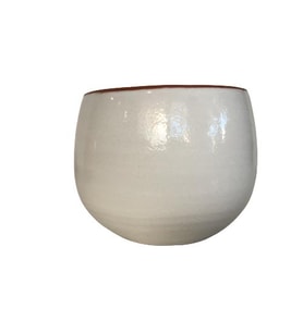 BEYAZ RENK SIRLI EL YAPIMI KÜÇÜK BOY TOPRAK SAKSI (11*11 CM)