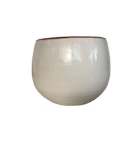 BEYAZ RENK SIRLI EL YAPIMI KÜÇÜK BOY TOPRAK SAKSI (11*11 CM)