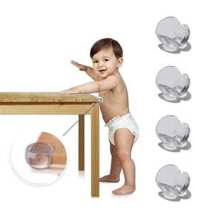 ÜçKol Ticaret Bebek Çocuk Yumuşak ve Esnek Dairesel Şeffaf Yapışkanlı Güvenlik Köşe Koruyucu (4 Adet)