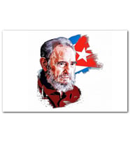 Cakatablo Fidel Castro Beyaz Zemin Çizim MDF Tablo