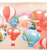 Dekoratif Renkli Kağıt Dilek Feneri Balonu Renkli Uçan Balon