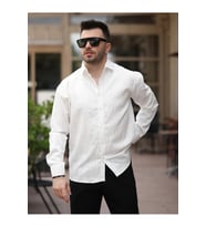 Yeni Sezon Eşref Tek Hafif Oversize Uzun Kollu Likralı Ütü İstemez Trend Çizgili Gömlek (Beyaz)